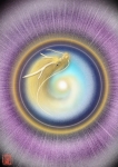 龍（日幸知氏の作品）紫黄色の光の中の渦の龍