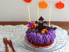 簡単ハロウィンケーキ　紫芋のケーキ　レシピ